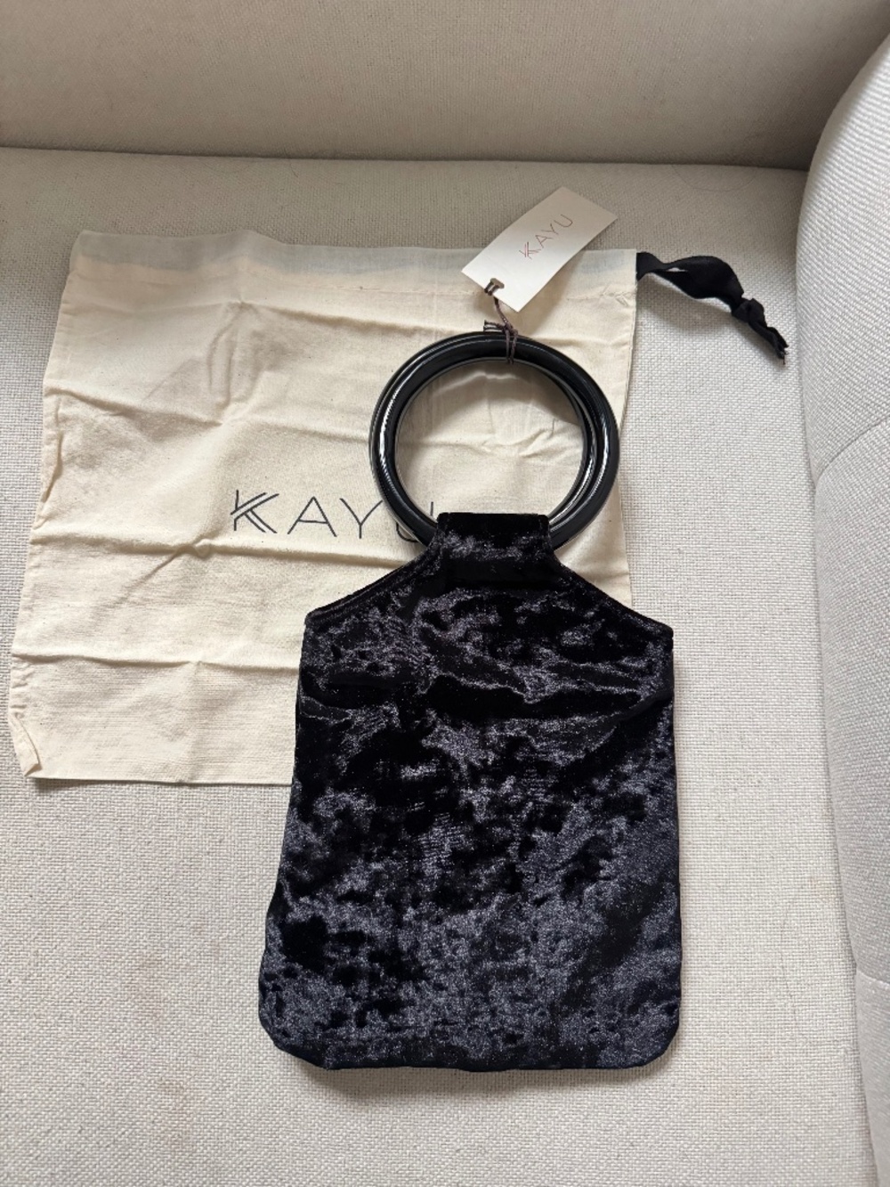Kayu black top handle crushed velvet bag